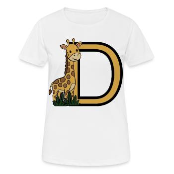 Giraffe mit Buchstaben D - Frauen T-Shirt atmungsaktiv - Weiß - Vorne - AI Model Female 172 dark (172cm)