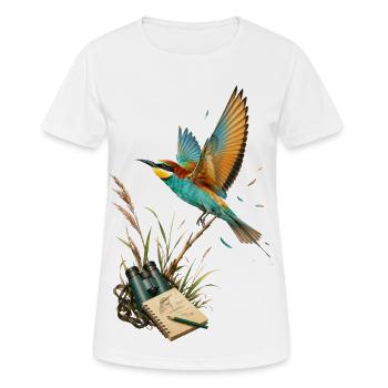 Farbenfrohe Schwalben-Entdecker - Frauen T-Shirt atmungsaktiv - Weiß - Vorne - AI Model Female 172 dark (172cm)