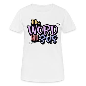 "Ich werde eine große Schwester" Schwangerschaftsankündigung - Frauen T-Shirt atmungsaktiv - Weiß - Vorne - AI Model Female 172 dark (172cm)