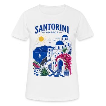 Santorini, Griechenland, Reisedesign - Frauen T-Shirt atmungsaktiv - Weiß - Vorne - AI Model Female 172 dark (172cm)