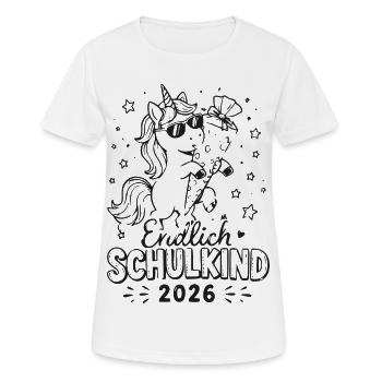 Einhorn Schulkind 2026 Edition - Frauen T-Shirt atmungsaktiv - Weiß - Vorne - AI Model Female 172 dark (172cm)