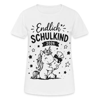 Endlich Schulkind 2026 Einhorn - Frauen T-Shirt atmungsaktiv - Weiß - Vorne - AI Model Female 172 dark (172cm)