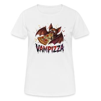 Vampizza Lustiges Fledermaus Vampir Pizza Motiv - Frauen T-Shirt atmungsaktiv - Weiß - Vorne - AI Model Female 172 dark (172cm)
