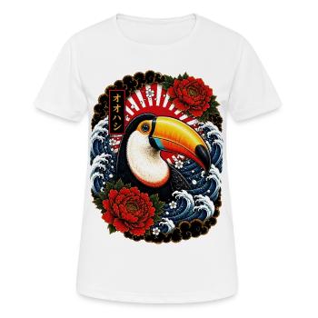 Tukan im japanischen Irezumi Tattoo Stil - Frauen T-Shirt atmungsaktiv - Weiß - Vorne - AI Model Female 172 dark (172cm)