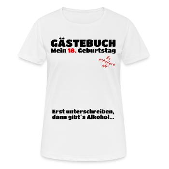 Gästebuch 18. Geburtstag lustige Gästeliste Junge  - Frauen T-Shirt atmungsaktiv - Weiß - Vorne - AI Model Female 172 dark (172cm)
