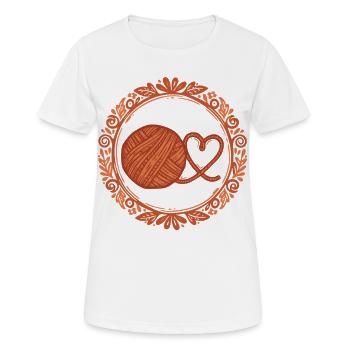 Häkelgarnherz Lustiger Häkel-Liebhaber Muttertag - Frauen T-Shirt atmungsaktiv - Weiß - Vorne - AI Model Female 172 dark (172cm)
