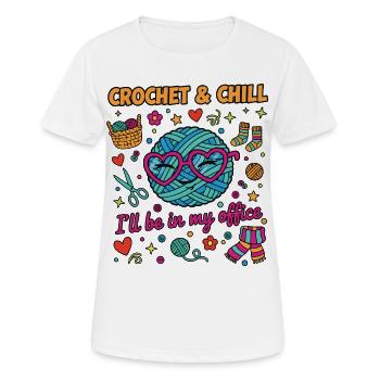 Lustiger Häkelliebhaber Häkel und ChI'll Ich bin drin - Frauen T-Shirt atmungsaktiv - Weiß - Vorne - AI Model Female 172 dark (172cm)
