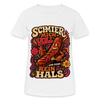 Schmier mich voll! - Frauen T-Shirt atmungsaktiv - Weiß - Vorne - AI Model Female 172 dark (172cm)