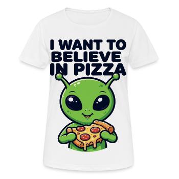 I Want To Believe In Pizza Alien - Frauen T-Shirt atmungsaktiv - Weiß - Vorne - AI Model Female 172 dark (172cm)