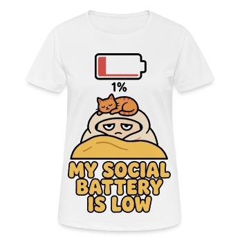 My Social Battery Is Low Katze - Frauen T-Shirt atmungsaktiv - Weiß - Vorne - AI Model Female 172 dark (172cm)