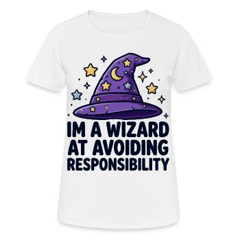 Wizard Avoiding Responsibility - Frauen T-Shirt atmungsaktiv - Weiß - Vorne - AI Model Female 172 dark (172cm)