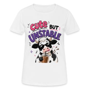 Süsse aber instabile Kuh mit Eiskaffee - Frauen T-Shirt atmungsaktiv - Weiß - Vorne - AI Model Female 172 dark (172cm)