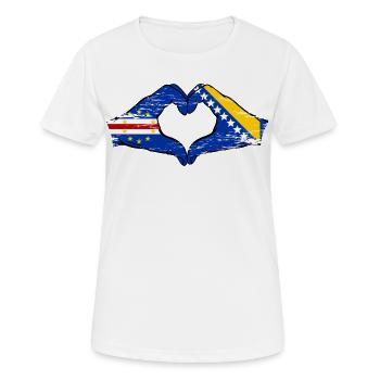 Kap Verde Bosnien Flagge Hände Herzform used - Frauen T-Shirt atmungsaktiv - Weiß - Vorne - AI Model Female 172 dark (172cm)