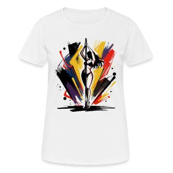 Pole Dance Kunst: Abstrakte Bunte Tänzerin - Frauen T-Shirt atmungsaktiv - Weiß - Vorne - AI Model Female 172 dark (172cm)