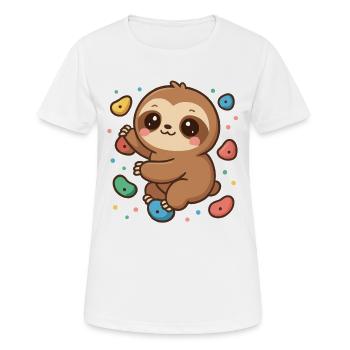 Süßes Kawaii Faultier beim Klettern & Bouldern - Frauen T-Shirt atmungsaktiv - Weiß - Vorne - AI Model Female 172 dark (172cm)