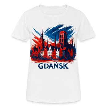 Gdańsk Danzig Skyline Wappen: Patriotischer Stolz - Frauen T-Shirt atmungsaktiv - Weiß - Vorne - AI Model Female 172 dark (172cm)