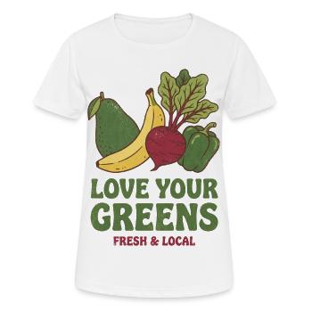 Liebe dein Gemüse Frisch Lokal - Frauen T-Shirt atmungsaktiv - Weiß - Vorne - AI Model Female 172 dark (172cm)