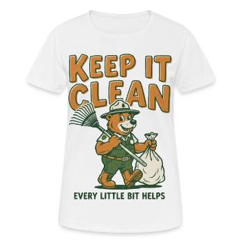 Keep It Clean Bear Clean-Grafik - Frauen T-Shirt atmungsaktiv - Weiß - Vorne - AI Model Female 172 dark (172cm)