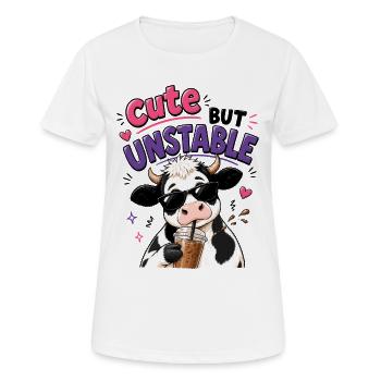 Süsse aber labile Kuh mit Eiskaffee - Frauen T-Shirt atmungsaktiv - Weiß - Vorne - AI Model Female 172 dark (172cm)