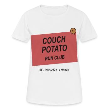 Couchpotato Laufclub - Frauen T-Shirt atmungsaktiv - Weiß - Vorne - AI Model Female 172 dark (172cm)