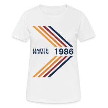1986 Limited Edition Geburtstag Herren Damen - Frauen T-Shirt atmungsaktiv - Weiß - Vorne - AI Model Female 172 dark (172cm)