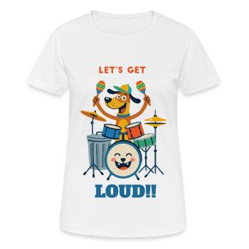 Drumming Dog on Stage - Women's Breathable T-Shirt - white - Front - AI Model Female 172 dark (172cm)