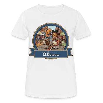 Kek & Ina en Alsace - Souvenir de France - T-shirt respirant Femme - blanc - Devant - AI Model Female 172 dark (172cm)