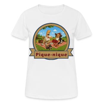 Pique-nique de Kek & Ina  - gag de la vie - T-shirt respirant Femme - blanc - Devant - AI Model Female 172 dark (172cm)