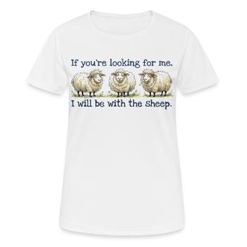 I will be with the sheep Lustiges Schaf Motiv - Frauen T-Shirt atmungsaktiv - Weiß - Vorne - AI Model Female 172 dark (172cm)