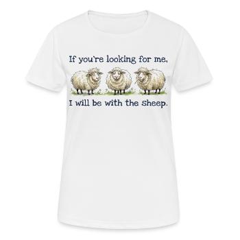 I will be with the sheep Lustiges Schaf Motiv - Frauen T-Shirt atmungsaktiv - Weiß - Vorne - AI Model Female 172 dark (172cm)