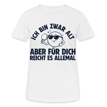 Tischtennis Bin zwar alt Retro Tischtennisspieler - Frauen T-Shirt atmungsaktiv - Weiß - Vorne - AI Model Female 172 dark (172cm)