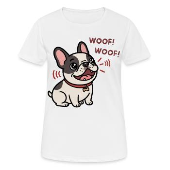 Woof Woof French Bulldog Puppy Cartoon - Women's Breathable T-Shirt - white - Front - AI Model Female 172 dark (172cm)