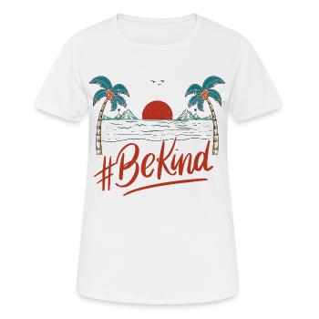 BeKind Sunset Palm Tee - Frauen T-Shirt atmungsaktiv - Weiß - Vorne - AI Model Female 172 dark (172cm)