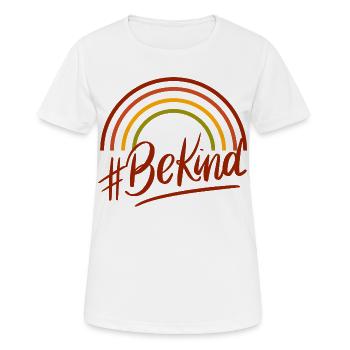 BeKind Rainbow Script Tee - Frauen T-Shirt atmungsaktiv - Weiß - Vorne - AI Model Female 172 dark (172cm)