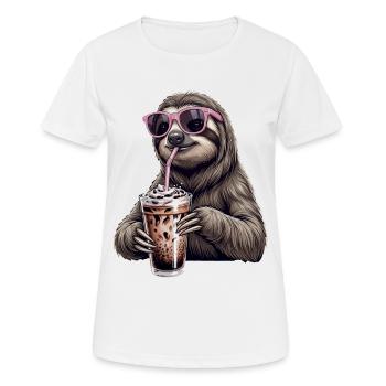 Faultier Eiskaffee  - Frauen T-Shirt atmungsaktiv - Weiß - Vorne - AI Model Female 172 dark (172cm)