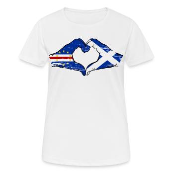 Drapeau du Cap-Vert écossais, mains, forme de cœur, utilisé - T-shirt respirant Femme - blanc - Devant - AI Model Female 172 dark (172cm)