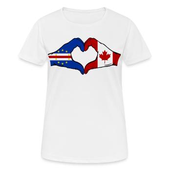 Drapeau du Canada du Cap-Vert : Mains en forme de cœur - T-shirt respirant Femme - blanc - Devant - AI Model Female 172 dark (172cm)