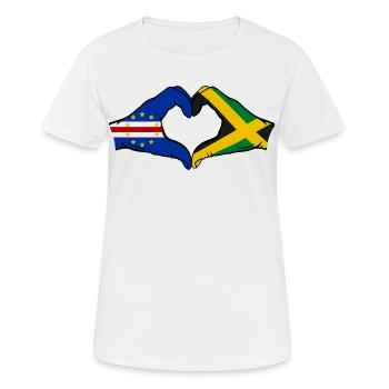 Cape Verde Jamaica Flag Hands Heart Shape - Women's Breathable T-Shirt - white - Front - AI Model Female 172 dark (172cm)