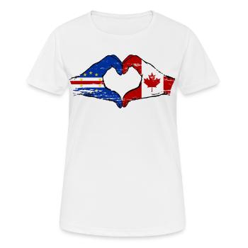 Kap Verde Kanada Flagge Hände Herzform used - Frauen T-Shirt atmungsaktiv - Weiß - Vorne - AI Model Female 172 dark (172cm)