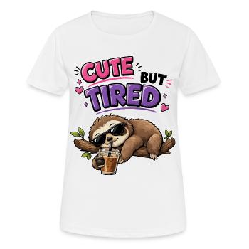 Süß aber müde Faultier mit Eiskaffee - Frauen T-Shirt atmungsaktiv - Weiß - Vorne - AI Model Female 172 dark (172cm)