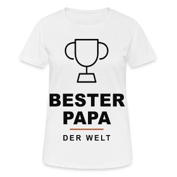 Bester Papa der Welt Trophäe - Frauen T-Shirt atmungsaktiv - Weiß - Vorne - AI Model Female 172 dark (172cm)