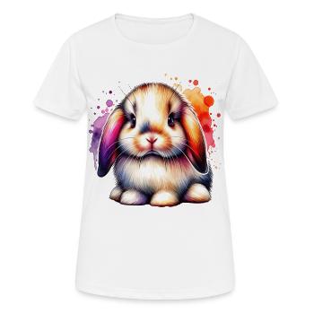 Dwarf Ram Rabbit Motif - Women's Breathable T-Shirt - white - Front - AI Model Female 172 dark (172cm)