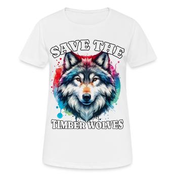 Grauwolf Save Timber Wolf - Frauen T-Shirt atmungsaktiv - Weiß - Vorne - AI Model Female 172 dark (172cm)