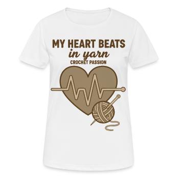 Mein Herz schlägt in Garn Gehäkelte Leidenschaft Lustig - Frauen T-Shirt atmungsaktiv - Weiß - Vorne - AI Model Female 172 dark (172cm)