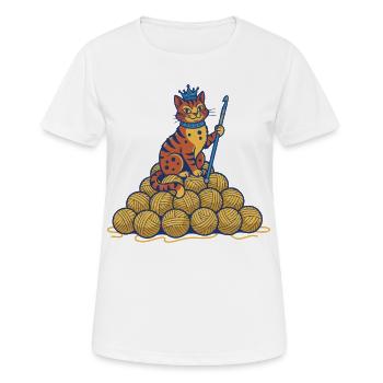 Crochet Cat Queen Lustiger Häkelgarnliebhaber-Stil - Frauen T-Shirt atmungsaktiv - Weiß - Vorne - AI Model Female 172 dark (172cm)
