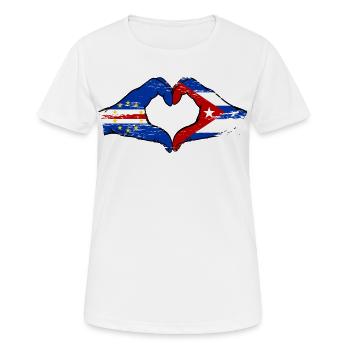 Kap Verde Kuba Flagge Hände Herzform used - Frauen T-Shirt atmungsaktiv - Weiß - Vorne - AI Model Female 172 dark (172cm)