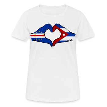Drapeau du drapeau de Cuba du Cap-Vert en forme de cœur - T-shirt respirant Femme - blanc - Devant - AI Model Female 172 dark (172cm)