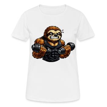 Starkes Faultier beim Bodybuilding - Frauen T-Shirt atmungsaktiv - Weiß - Vorne - AI Model Female 172 dark (172cm)