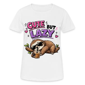Cute but lazy sloth with iced coffee - Women's Breathable T-Shirt - white - Front - AI Model Female 172 dark (172cm)