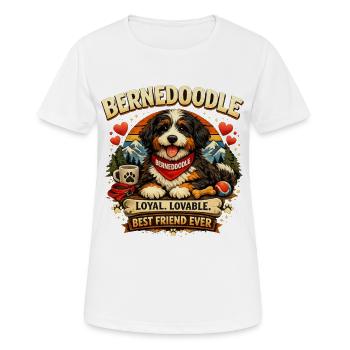 Bernedoodle – Flauschig, spaßig & süß - Frauen T-Shirt atmungsaktiv - Weiß - Vorne - AI Model Female 172 dark (172cm)